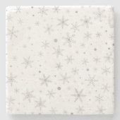 Twinkle Snowflake -Silver Grey & White- Stenen Onderzetter (Voorkant)