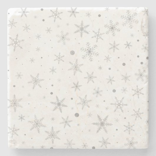 Twinkle Snowflake -Silver Grey & White- Stenen Onderzetter (Voorkant)