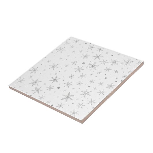 Twinkle Snowflake -Silver Grey & White- Tegeltje (Zijkant)