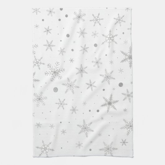 Twinkle Snowflake -Silver Grey & White- Theedoek (Verticaal)