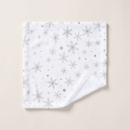 Twinkle Snowflake -Silver Grey & White- Washandje