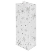 Twinkle Snowflake -Silver Grey & White- Wijn Cadeautas (Achterkant Gekanteld)