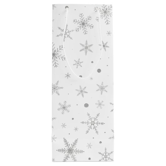 Twinkle Snowflake -Silver Grey & White- Wijn Cadeautas (Achterkant)