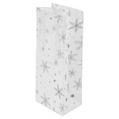 Twinkle Snowflake -Silver Grey & White- Wijn Cadeautas (Voorkant Gekanteld)