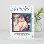 Twinkle Snowflakes | Purple & Teal Feestdagenkaart (Staand voorkant)