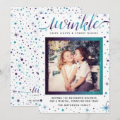 Twinkle Snowflakes | Purple & Teal Feestdagenkaart (Voorkant / Achterkant)