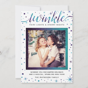 Twinkle Snowflakes   Purple & Teal Feestdagenkaart