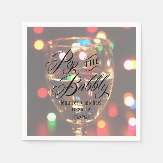 Twinkle Sparkle Bokeh Light Champagne Glass Custom Servetten (Voorkant)
