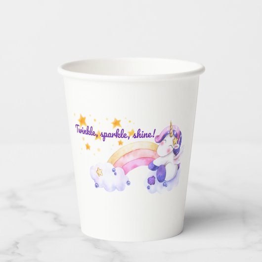 ⭐ Twinkle Sparkle Unicorn Papier Cup 🌈✨ Papieren Bekers (Achterkant)