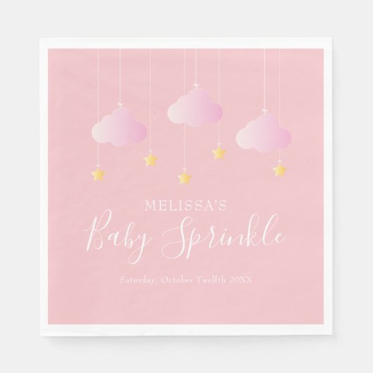 Twinkle sprinkel kleine ster baby girl shower roze servet (Voorkant)