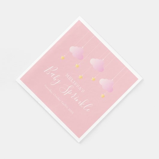 Twinkle sprinkel kleine ster baby girl shower roze servet (Hoek)