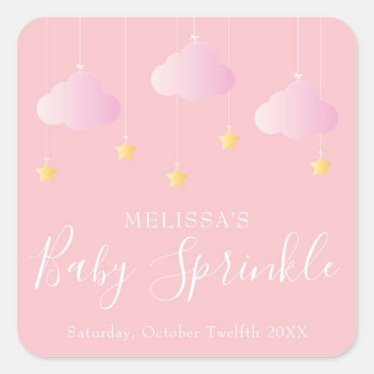 Twinkle sprinkel kleine ster baby shower roze vierkante sticker (Voorkant)