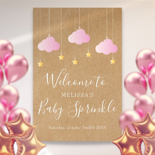 Twinkle Sprinkle Baby Girl Shower Boho Welkom Poster