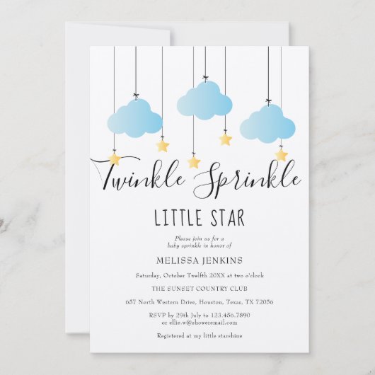 Twinkle Sprinkle Baby shower Blauw Rustiek Boho Kaart (Voorkant)
