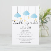 Twinkle Sprinkle Baby shower Blauw Rustiek Boho Kaart (Staand voorkant)