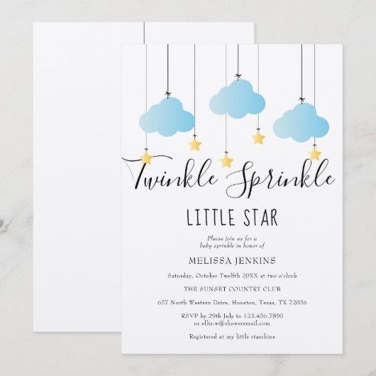 Twinkle Sprinkle Baby shower Blauw Rustiek Boho Kaart (Voorkant / Achterkant)