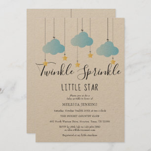 Twinkle Sprinkle Baby shower Blauw Rustiek Boho Kaart