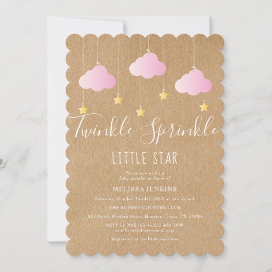 Twinkle Sprinkle Baby shower Roze Rustieke Boho Kaart (Voorkant)