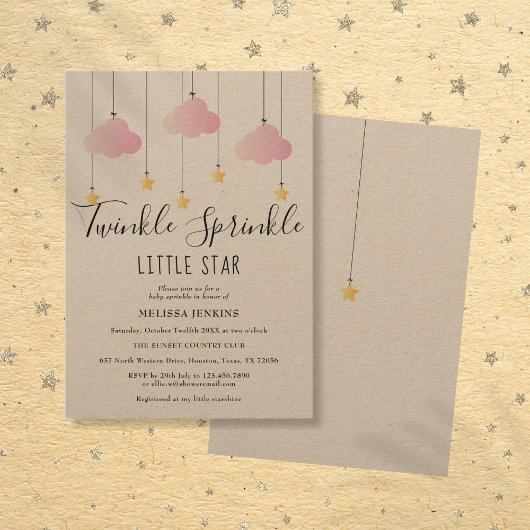 Twinkle Sprinkle Baby Shower Roze Rustieke Boho Kaart