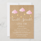 Twinkle Sprinkle Baby shower Roze Rustieke Kraft Kaart (Voorkant)