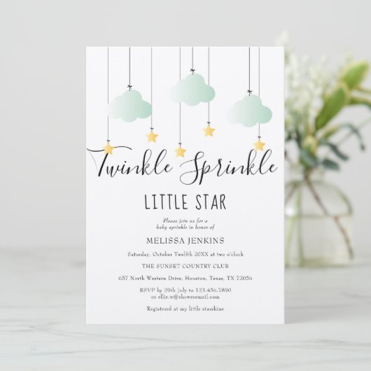 Twinkle Sprinkle Baby shower rustieke Boho Kaart (Staand voorkant)