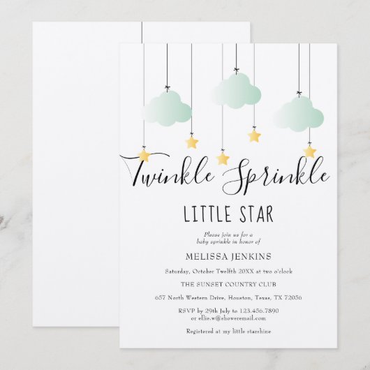 Twinkle Sprinkle Baby Shower Rustisch Boho Kaart (Voorkant / Achterkant)
