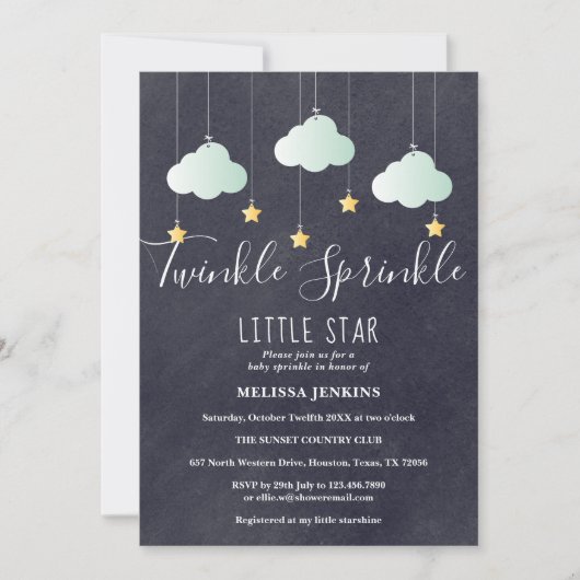 Twinkle Sprinkle Baby shower Sprinkle krijtbord Kaart (Voorkant)