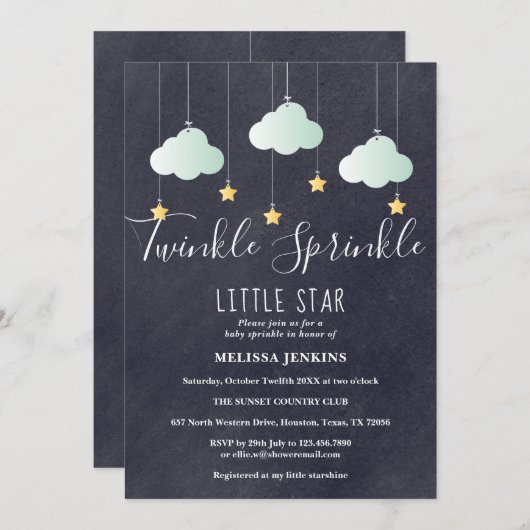 Twinkle Sprinkle Baby shower Sprinkle krijtbord Kaart (Voorkant / Achterkant)