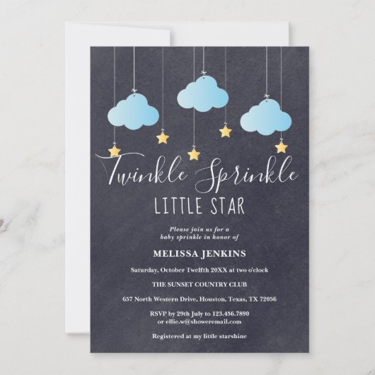 Twinkle Sprinkle Baby Sprinkle / Bruiloft Krijtbor Kaart (Voorkant)
