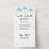 Twinkle Sprinkle Blauwe Jongen Baby Shower All In One Uitnodiging (Binnen)