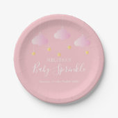 Twinkle sprinkle kleine ster baby shower roze papieren bordje (Voorkant)