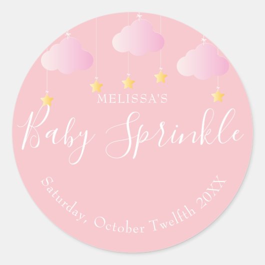 Twinkle sprinkle kleine ster baby shower roze ronde sticker (Voorkant)