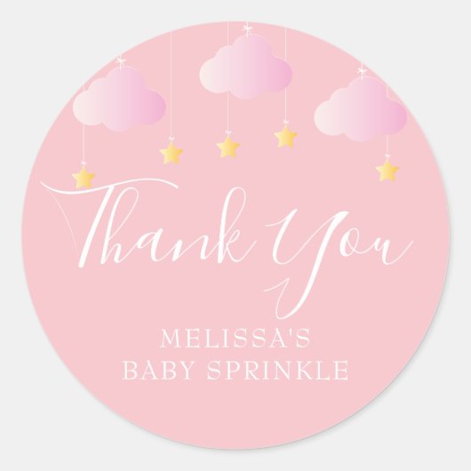 Twinkle sprinkle kleine ster baby shower roze ronde sticker (Voorkant)