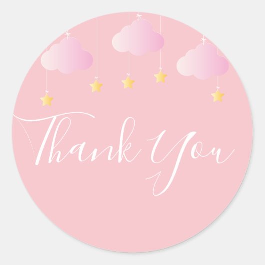 Twinkle sprinkle kleine ster baby shower roze ronde sticker (Voorkant)