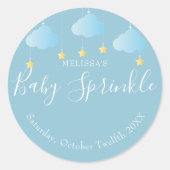 Twinkle Sprinkle Little Star Baby Boy Shower Blauw Ronde Sticker (Voorkant)