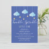 Twinkle Sprinkle Little Star Baby shower Blauw Kaart (Staand voorkant)
