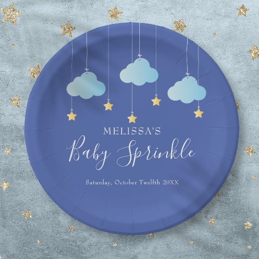 Twinkle Sprinkle Little Star Baby shower Blauw Papieren Bordje