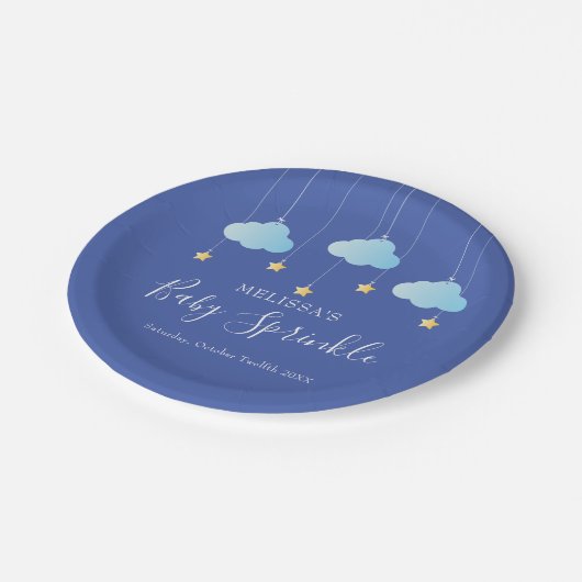 Twinkle Sprinkle Little Star Baby shower Blauw Papieren Bordje (Gekanteld)