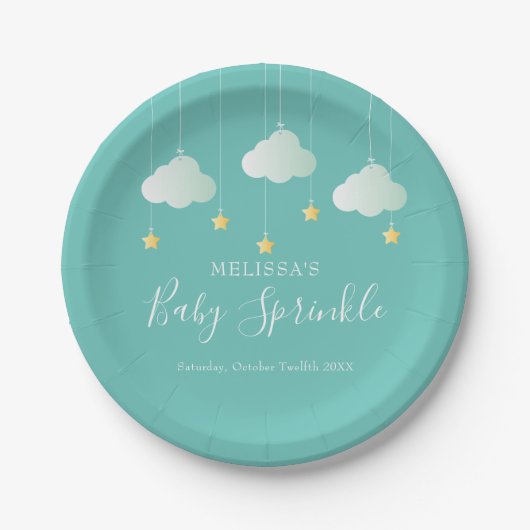 Twinkle Sprinkle Little Star Baby shower/Sprinkle Papieren Bordje (Voorkant)