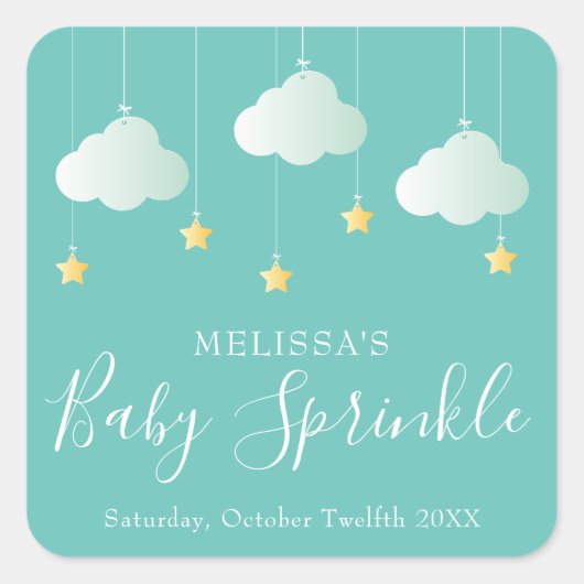 Twinkle sprinkle little star baby shower vierkante sticker (Voorkant)