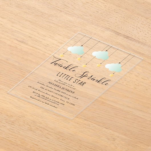 Twinkle Sprinkle Little Star Neutral Baby shower Acryl Uitnodigingen (Laagn)