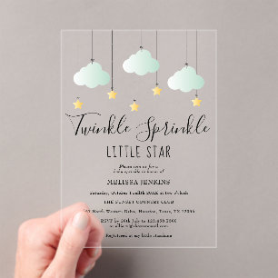 Twinkle Sprinkle Little Star Neutrale Baby Shower Acryl Uitnodigingen