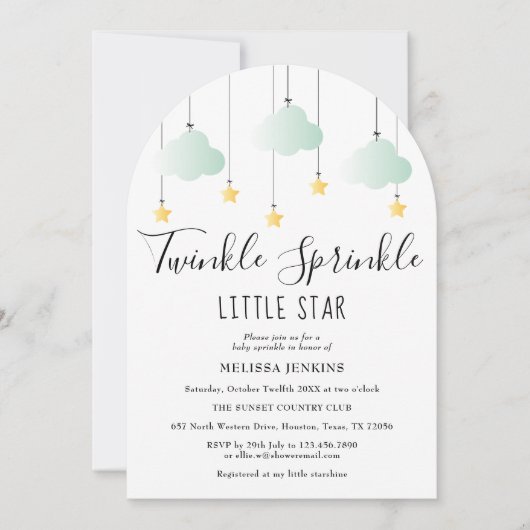 Twinkle Sprinkle Little Star Neutrale Baby Shower Kaart (Voorkant)