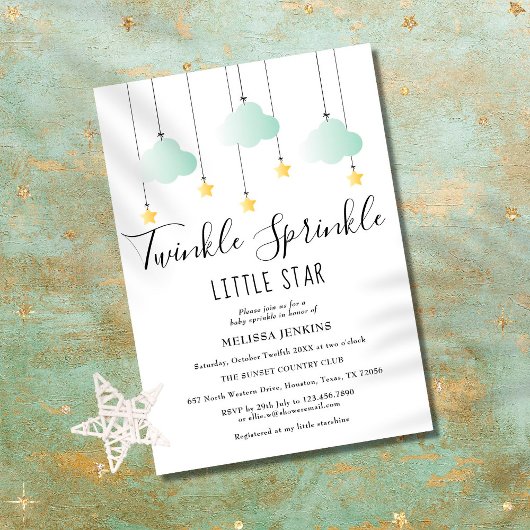 Twinkle Sprinkle Little Star Neutrale Baby Shower Kaart