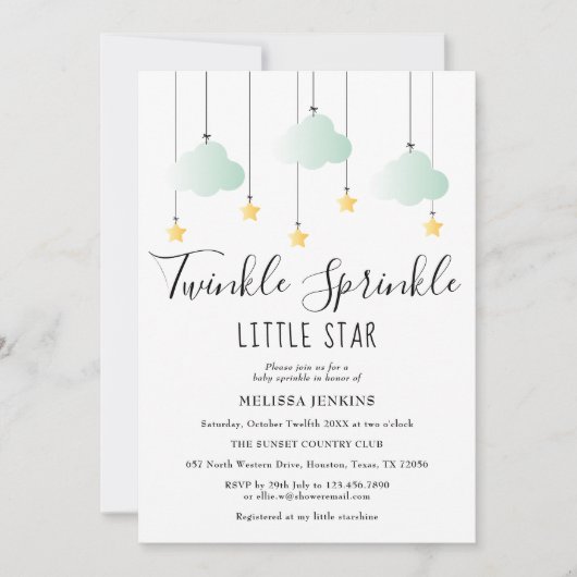 Twinkle Sprinkle Little Star Neutrale Baby Shower Kaart (Voorkant)