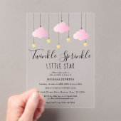 Twinkle Sprinkle Little Star Pink Girl Baby shower Acryl Uitnodigingen (Insitu (Draagbaar))
