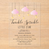 Twinkle Sprinkle Little Star Pink Girl Baby shower Acryl Uitnodigingen (Voorkant)