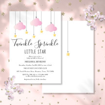 Twinkle Sprinkle Little Star Pink Girl Baby shower