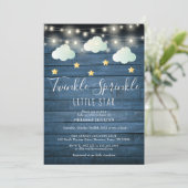 Twinkle Sprinkle Little Star Rustic Baby shower Kaart (Staand voorkant)
