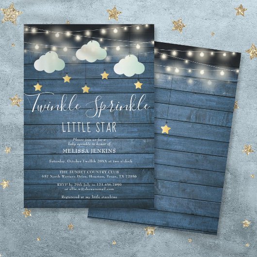 Twinkle Sprinkle Little Star Rustieke Baby Shower Kaart